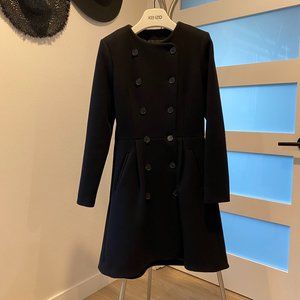 NWT Kenzo Double-Breasted Tailored Wool Collarless Coat (Black / FR38)